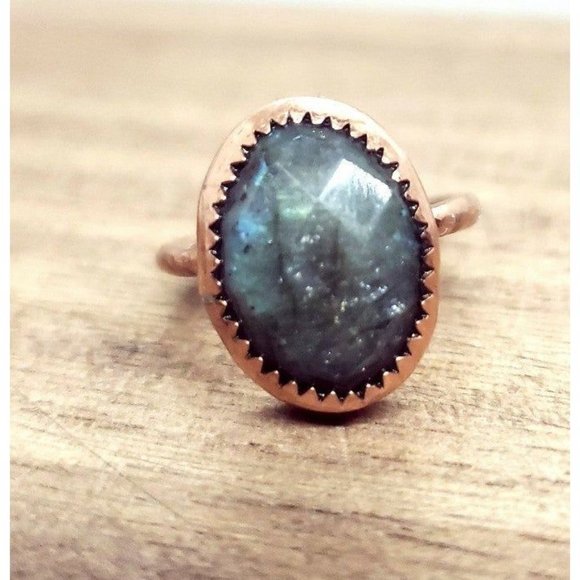 Labradorite crystal Ring size 6 handmade copper metalwork